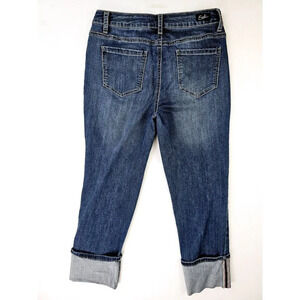 Earl Jeans Size 8 Women 26 " Inseam Blue Straight Cuff Denim 5 Pocket Logo Tag
